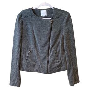 Catherine Malandrino Runway Style Moto Jacket Gray Asymmetrical Zip Size Large